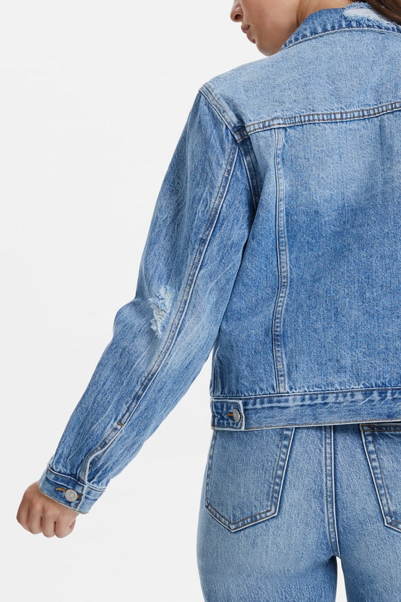 Long Sleeve Distressed Denim Jacket-Jacket-BAYEAS-XS-MERCY BLUE-Urbanheer