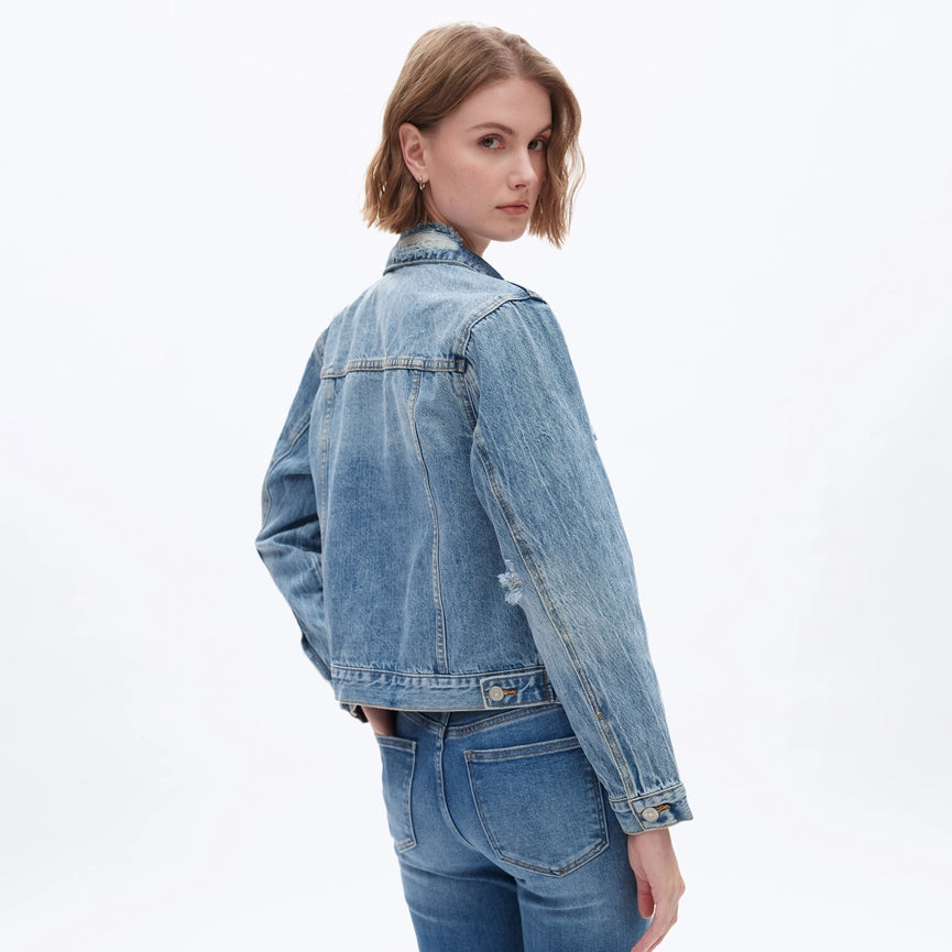 Long Sleeve Distressed Denim Jacket-Jacket-BAYEAS-XS-MERCY BLUE-Urbanheer