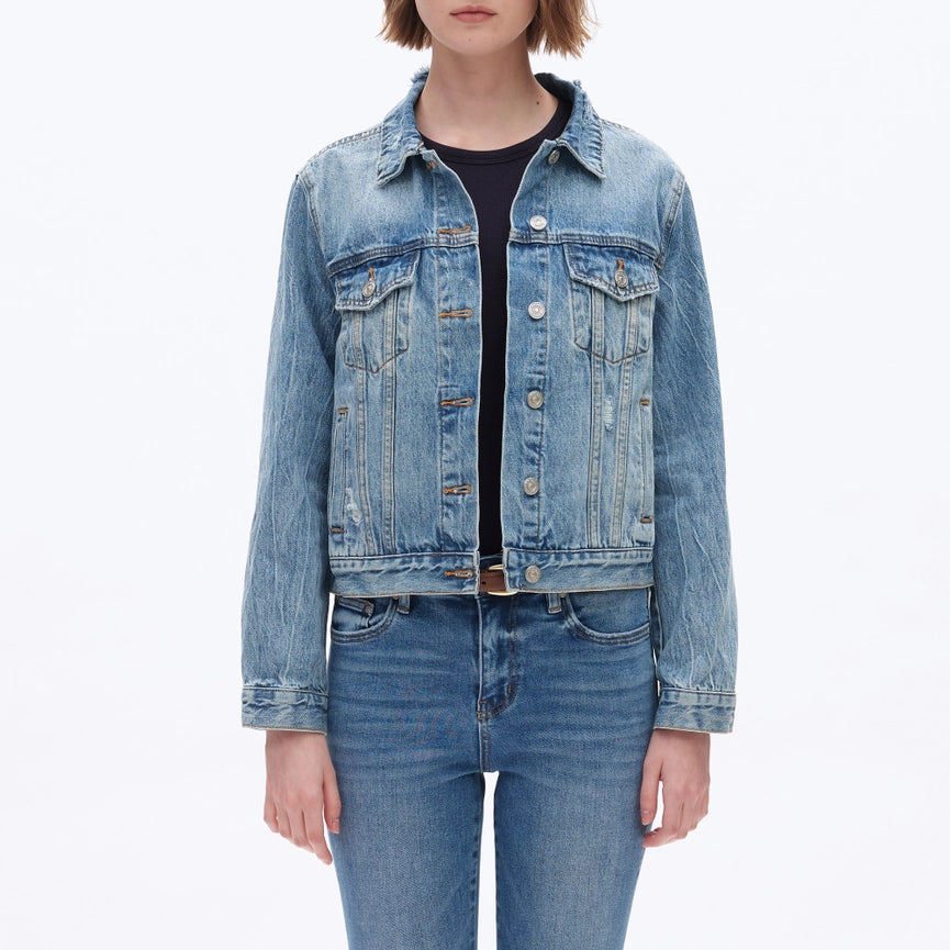 Long Sleeve Distressed Denim Jacket-Jacket-BAYEAS-XS-MERCY BLUE-Urbanheer