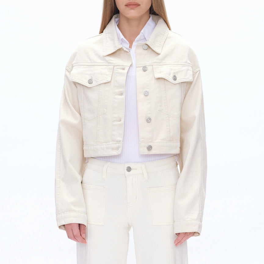 Long Sleeve Drop Shoulder Twill Jacket-Jacket-BAYEAS-XS-NATURAL-Urbanheer