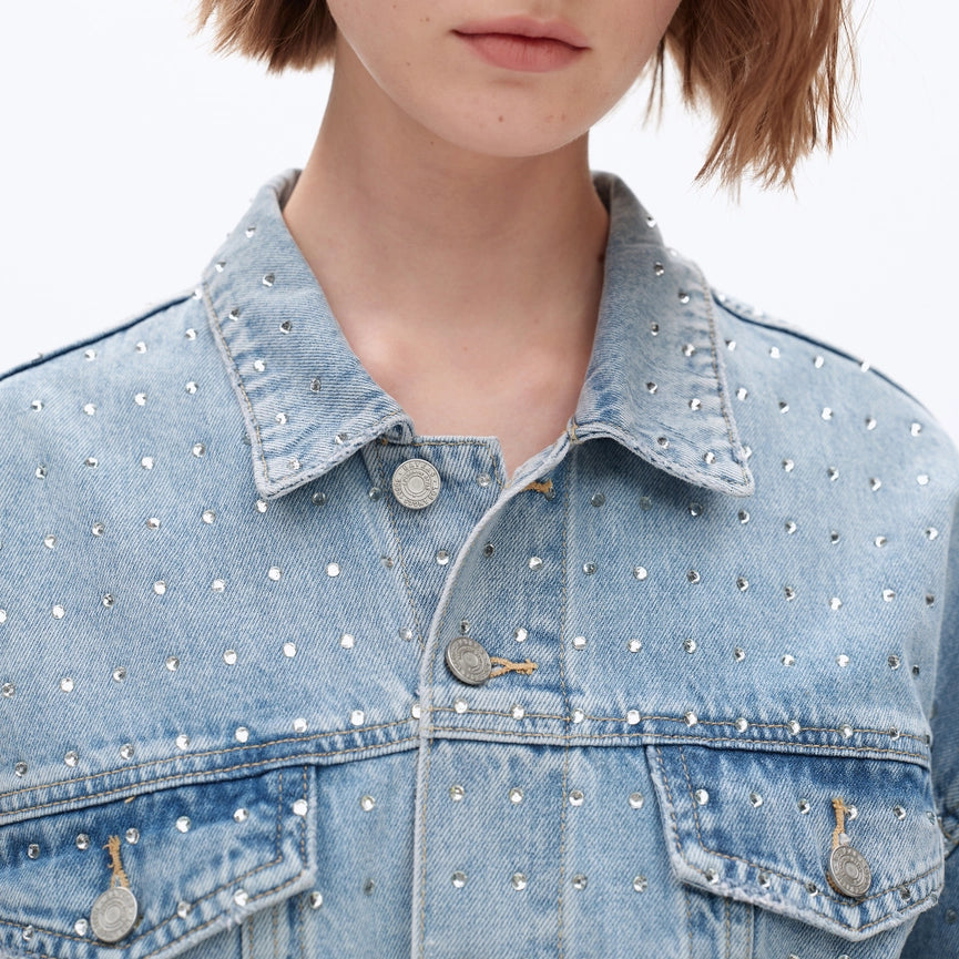 Long Sleeve Embellished Denim Jacket-Jacket-BAYEAS-XS-LIGHT BLUE-Urbanheer