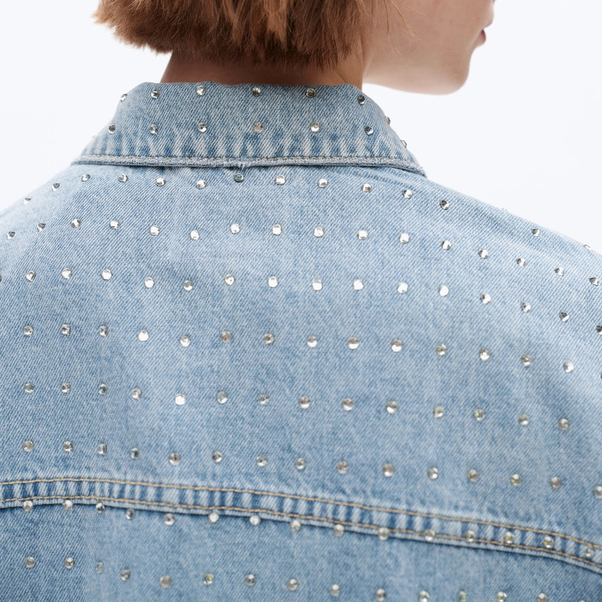 Long Sleeve Embellished Denim Jacket-Jacket-BAYEAS-XS-LIGHT BLUE-Urbanheer