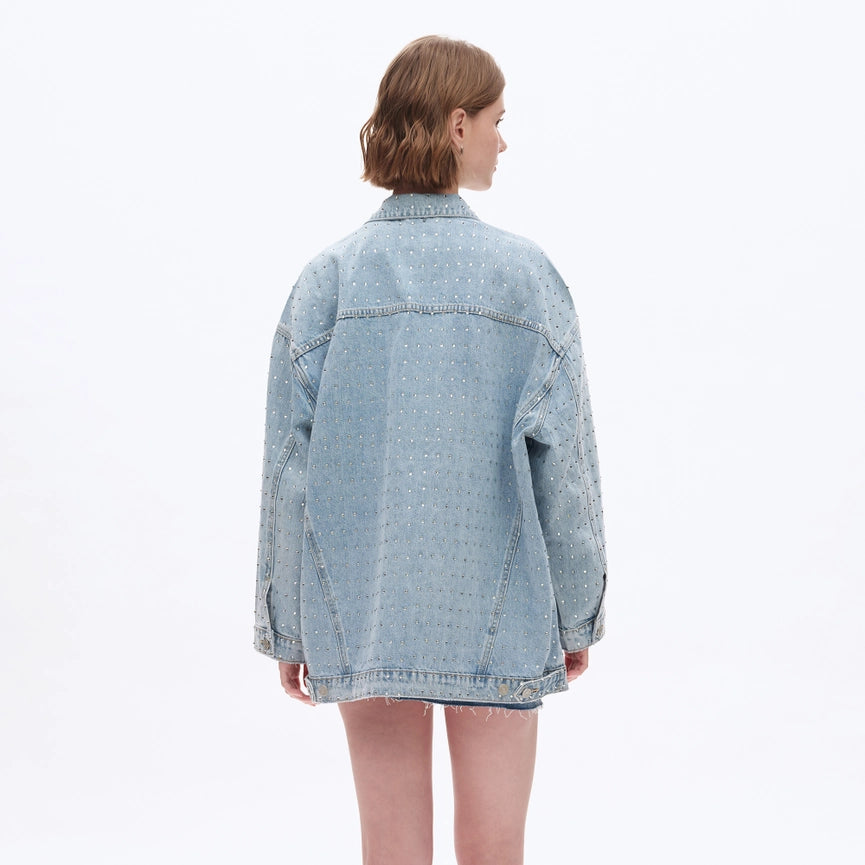 Long Sleeve Embellished Denim Jacket-Jacket-BAYEAS-XS-LIGHT BLUE-Urbanheer