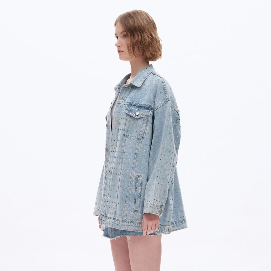 Long Sleeve Embellished Denim Jacket-Jacket-BAYEAS-XS-LIGHT BLUE-Urbanheer