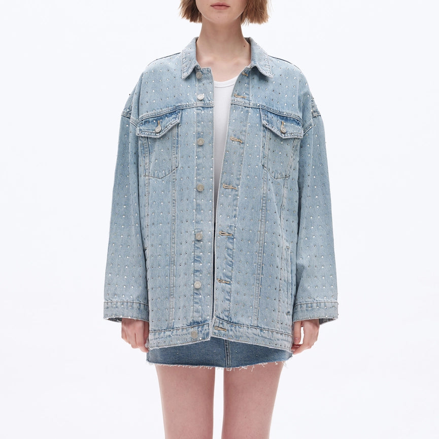 Long Sleeve Embellished Denim Jacket-Jacket-BAYEAS-XS-LIGHT BLUE-Urbanheer