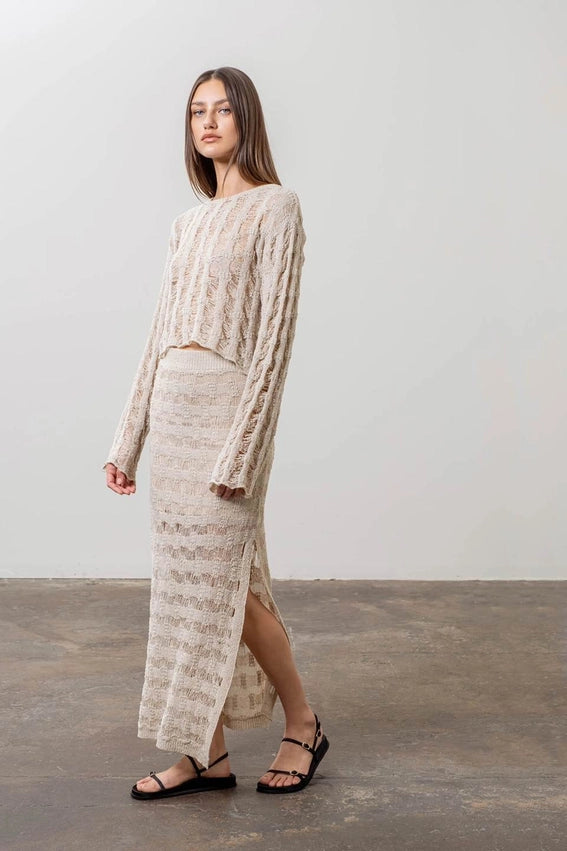 Long Sleeve Knit Sweater-Sweater-Moon River-XS-OATMEAL-Urbanheer