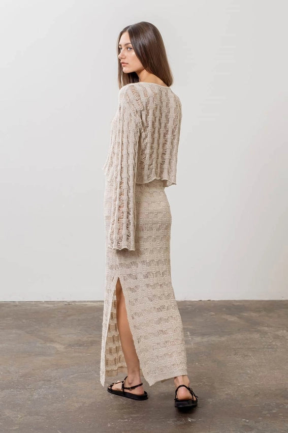 Long Sleeve Knit Sweater-Sweater-Moon River-XS-OATMEAL-Urbanheer