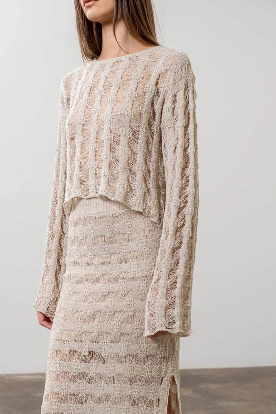 Long Sleeve Knit Sweater-Sweater-Moon River-XS-OATMEAL-Urbanheer