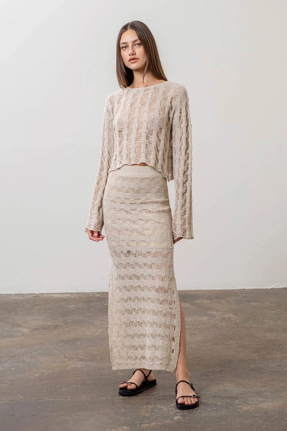 Long Sleeve Knit Sweater-Sweater-Moon River-XS-OATMEAL-Urbanheer