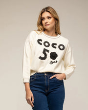 Long-Sleeve Knit Sweater with Letters WHITE-Sweatshirt-Tantra-S-WHITE-Urbanheer