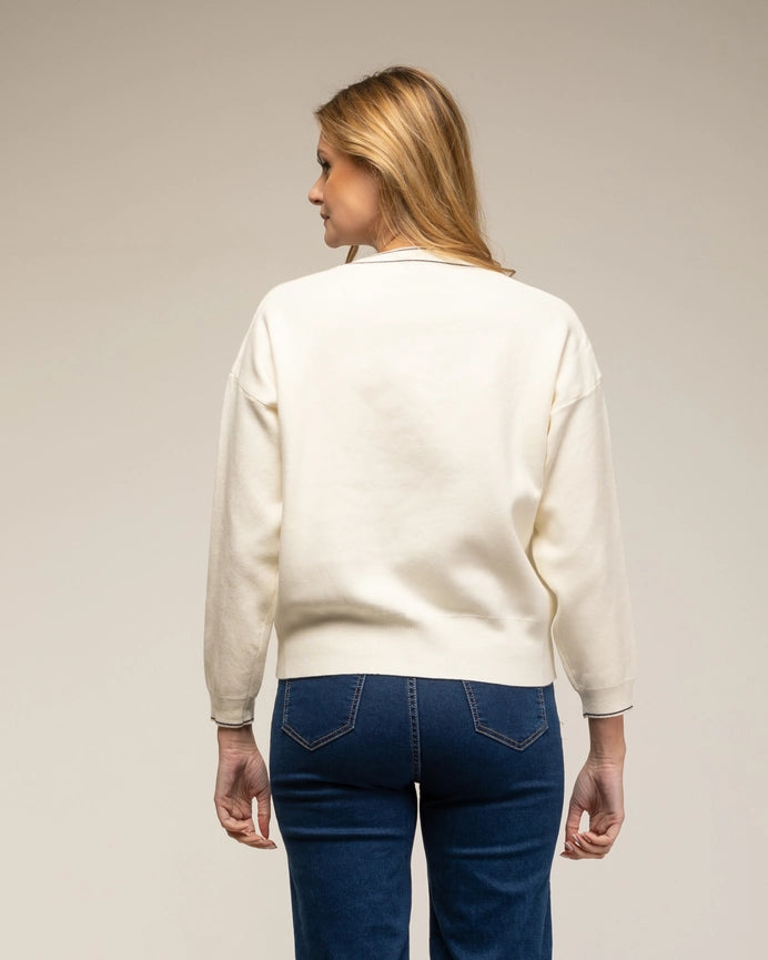 Long-Sleeve Knit Sweater with Letters WHITE-Sweatshirt-Tantra-S-WHITE-Urbanheer