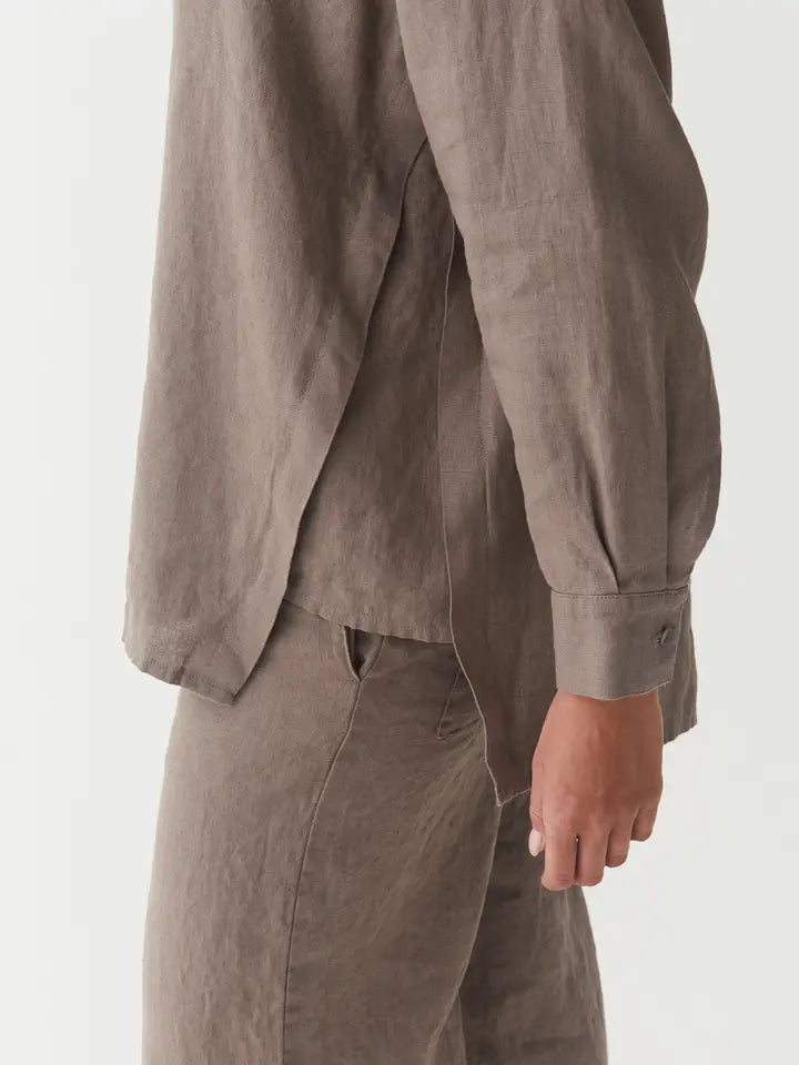 Long-Sleeve Linen Shirt Islay in Deep Taupe-Shirt-MagicLinen-XS-Deep Taupe-Urbanheer
