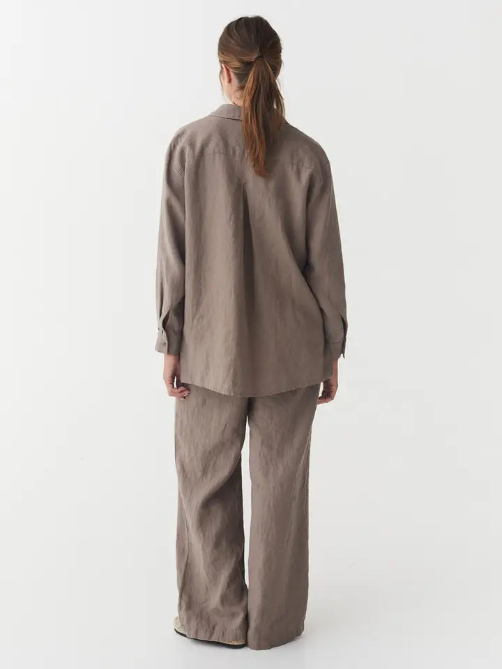 Long-Sleeve Linen Shirt Islay in Deep Taupe-Shirt-MagicLinen-XS-Deep Taupe-Urbanheer