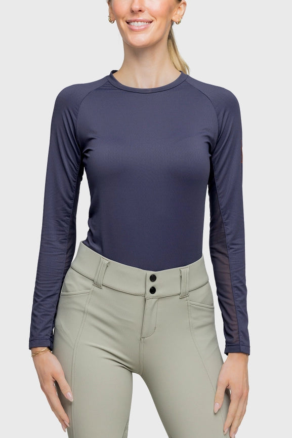 Long Sleeve Navy Crewneck with Rose Gold Monogram Shirt-Shirt-Kastel Denmark-XXS-Urbanheer