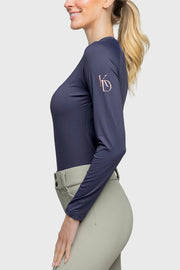 Long Sleeve Navy Crewneck with Rose Gold Monogram Shirt-Shirt-Kastel Denmark-XXS-Urbanheer