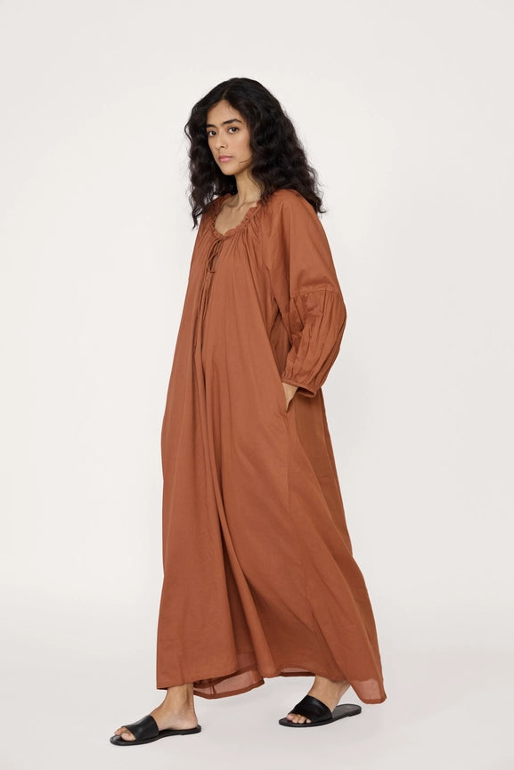 Long Sleeve Plunge Dress - Clay-Dress-LAUDE the Label-XS/S-Clay-Urbanheer