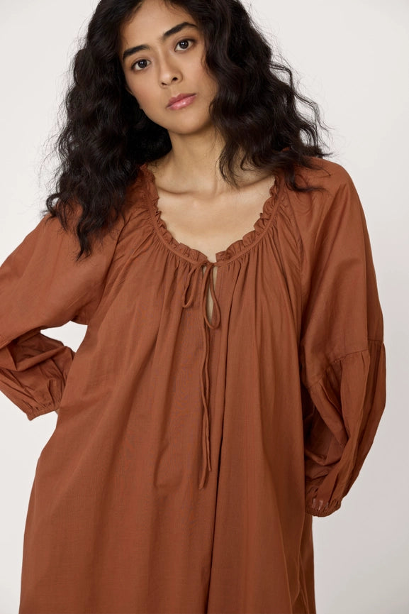 Long Sleeve Plunge Dress - Clay-Dress-LAUDE the Label-XS/S-Clay-Urbanheer