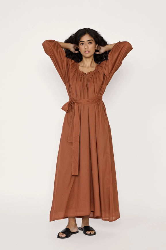 Long Sleeve Plunge Dress - Clay-Dress-LAUDE the Label-XS/S-Clay-Urbanheer