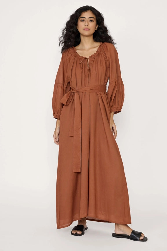 Long Sleeve Plunge Dress - Clay-Dress-LAUDE the Label-XS/S-Clay-Urbanheer