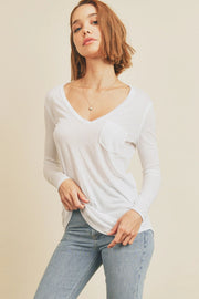 Long Sleeve Pocket Tee Ivory-T-Shirt-Dress Forum-S-Urbanheer