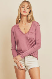 Long Sleeve Pocket Tee Mauve-T-Shirt-Dress Forum-S-Urbanheer