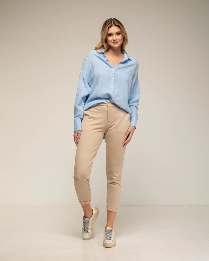 Long-Sleeve Shirt with Embroidered Stars BLUE-Shirt-Tantra-S-BLUE-Urbanheer