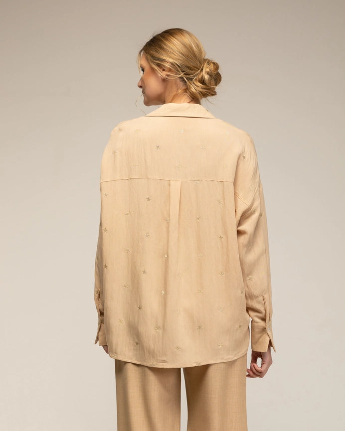 Long-Sleeve Shirt with Embroidered Stars CAMEL-Shirt-Tantra-S-CAMEL-Urbanheer
