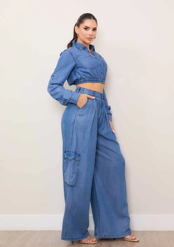 Long Sleeve Tencel Shirt-Shirt-Vibrant M.i.U-S-Medium Stone-Urbanheer