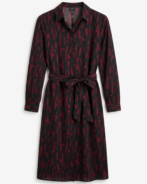Long Sleeve Tie Front Midi Shirt Dress