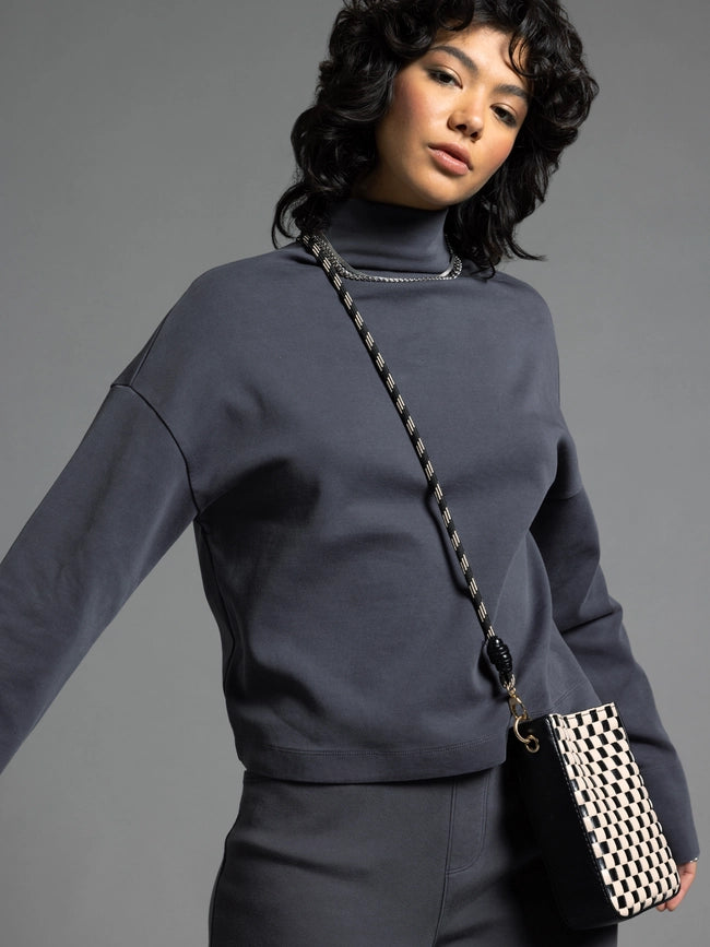 Long Sleeve Top - Genevieve Mock Neck Top-Top-Weekend Los Angeles-XS-EBONY-Urbanheer