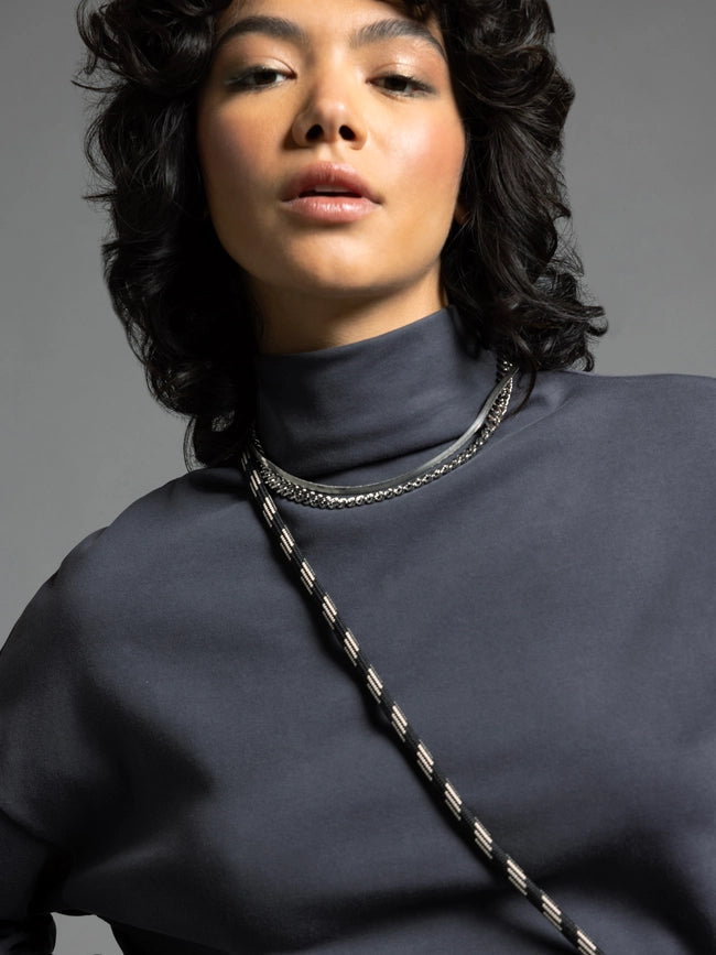 Long Sleeve Top - Genevieve Mock Neck Top-Top-Weekend Los Angeles-XS-EBONY-Urbanheer