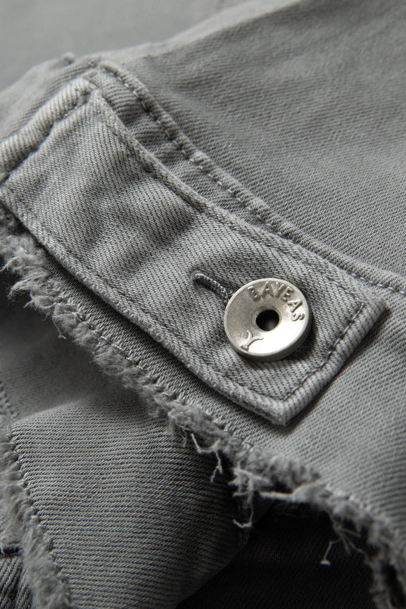 Long Sleeve Twill Jacket-Jacket-BAYEAS-XS-LIGHT GRAY-Urbanheer