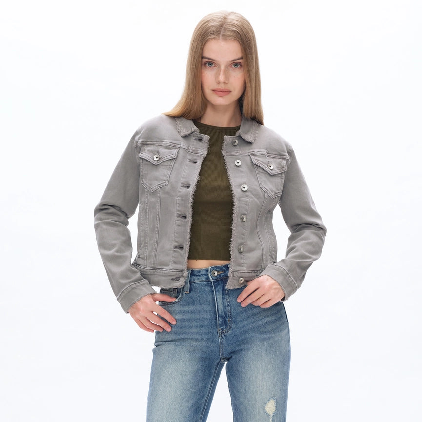 Long Sleeve Twill Jacket-Jacket-BAYEAS-XS-LIGHT GRAY-Urbanheer