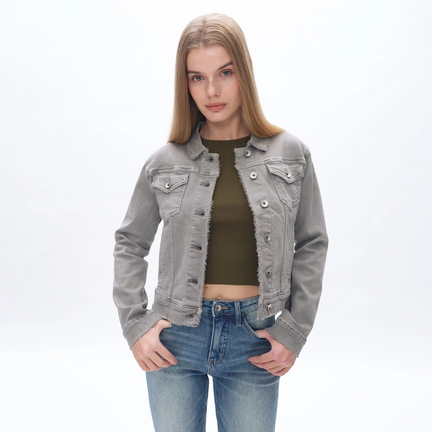 Long Sleeve Twill Jacket-Jacket-BAYEAS-XS-LIGHT GRAY-Urbanheer