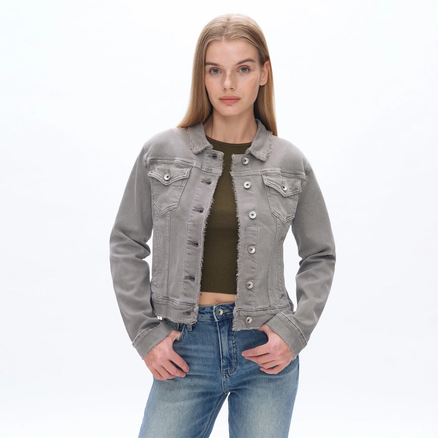 Long Sleeve Twill Jacket-Jacket-BAYEAS-XS-LIGHT GRAY-Urbanheer