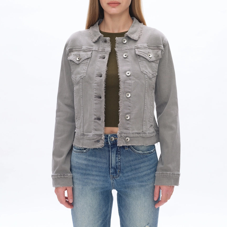 Long Sleeve Twill Jacket-Jacket-BAYEAS-XS-LIGHT GRAY-Urbanheer