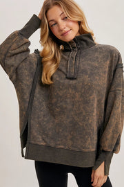 Long Sleeve Washed Side Slit Henley Sweatshirt ASH-Sweatshirt-Peace Love Line-S-Urbanheer