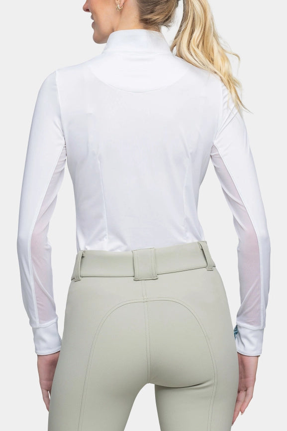 Long Sleeve White Tailored Shirt with Horseshoe Inner Print-Shirt-Kastel Denmark-XXS-Urbanheer