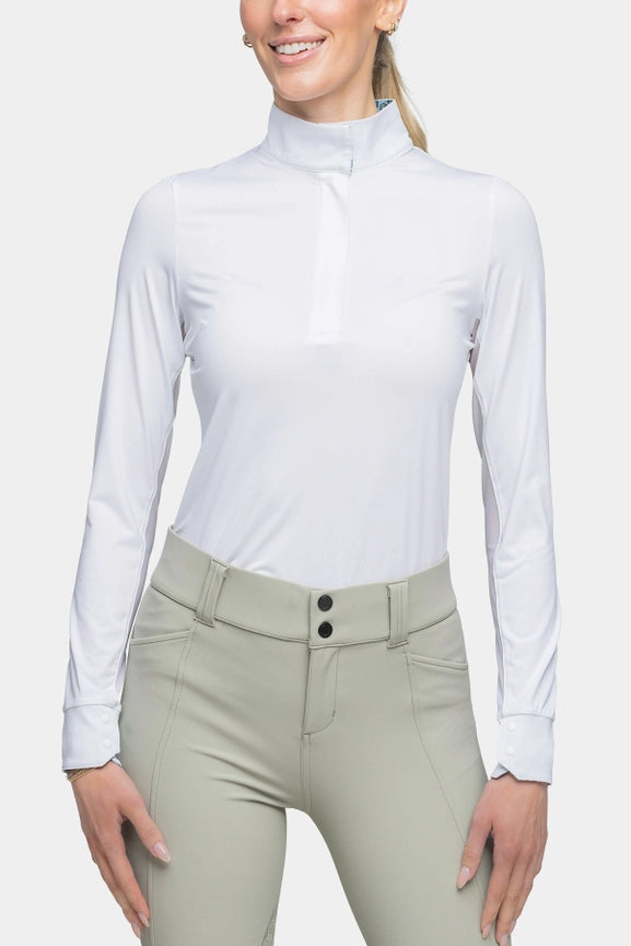 Long Sleeve White Tailored Shirt with Horseshoe Inner Print-Shirt-Kastel Denmark-XXS-Urbanheer