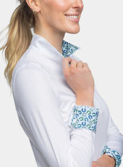 Long Sleeve White Tailored Shirt with Horseshoe Inner Print-Shirt-Kastel Denmark-XXS-Urbanheer