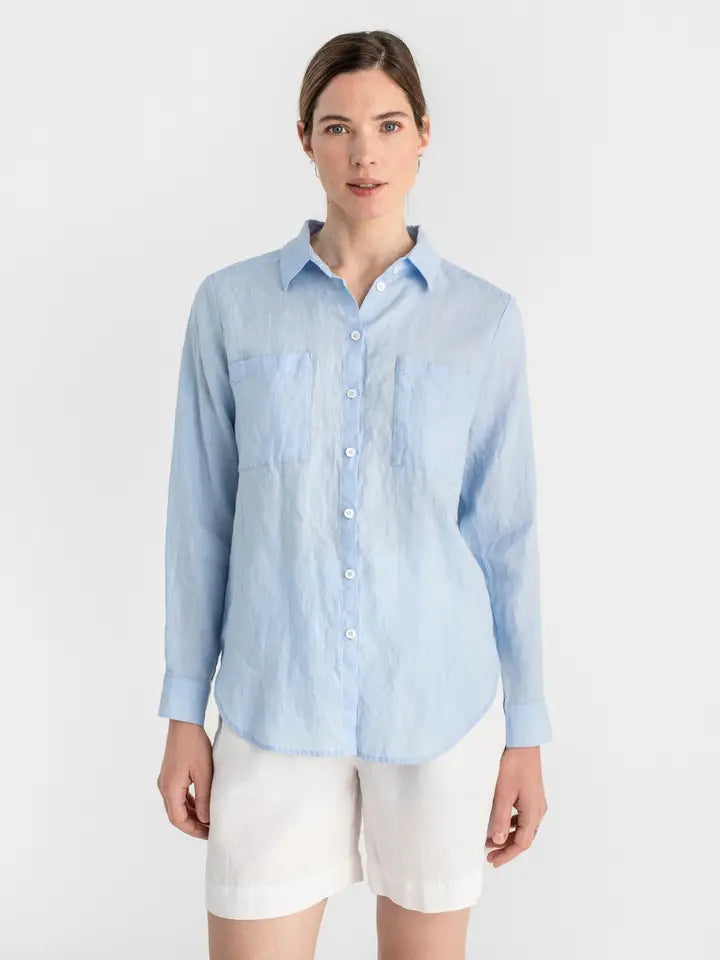 Long-Sleeved Linen Shirt Calpe in Sky Blue-Shirt-MagicLinen-XS-Sky blue-Urbanheer
