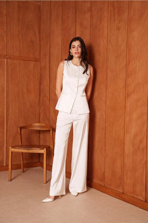 Long Sleeveless Satin Vest