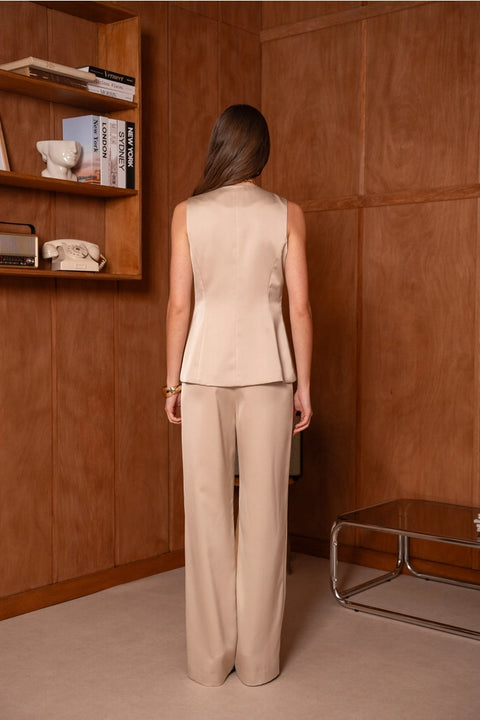 Long Sleeveless Satin Vest