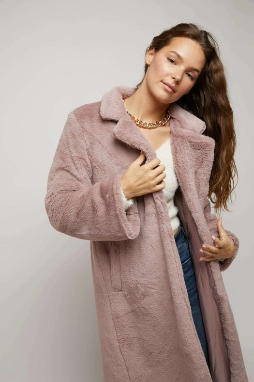 Long Slv Faux Fur Coat-Jacket-Hers & Mine-S-MAUVE-Urbanheer