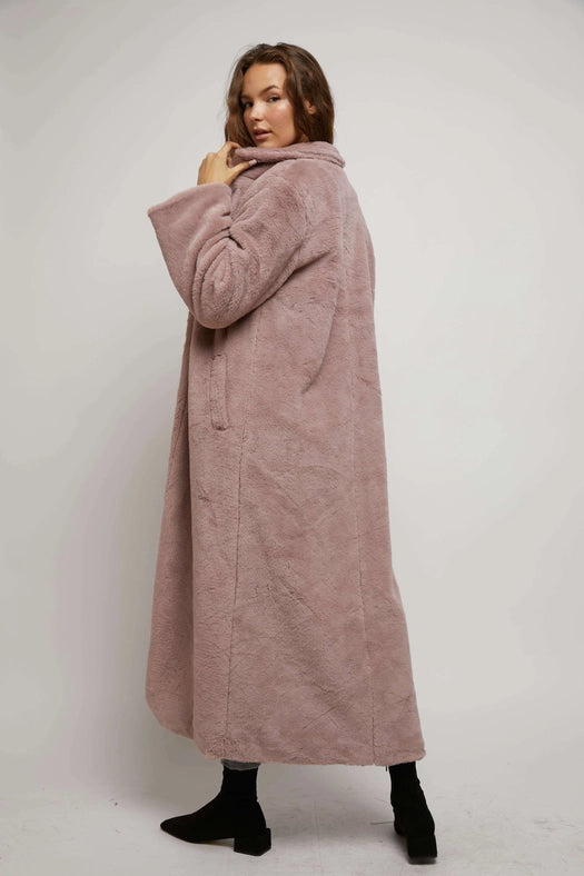 Long Slv Faux Fur Coat-Jacket-Hers & Mine-S-MAUVE-Urbanheer