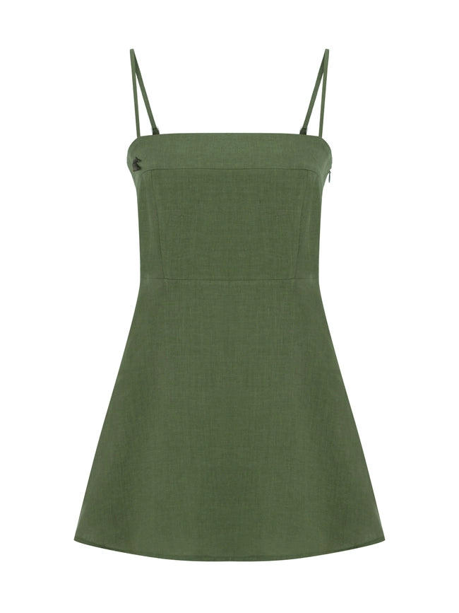 Long Story Short Linen Mini Dress-Dress-Dor Raw Luxury-XS-Thyme Green-Urbanheer