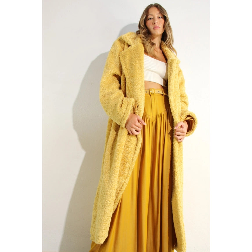 Long Teddy Bear Coat CREAM YELLOW-Coat-Mulla-S-CREAM YELLOW-Urbanheer