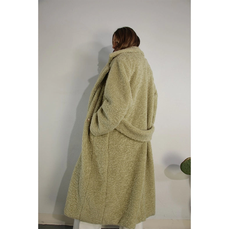 Long Teddy Bear Coat CREAMY SAGE-Coat-Mulla-S-Creamy Sage-Urbanheer