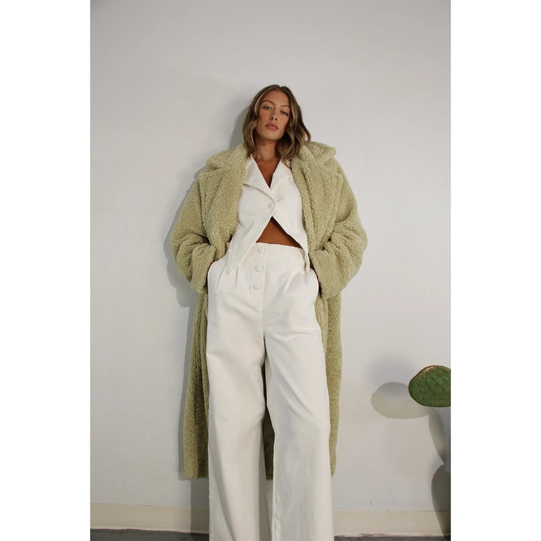 Long Teddy Bear Coat CREAMY SAGE-Coat-Mulla-S-Creamy Sage-Urbanheer