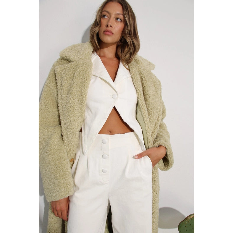 Long Teddy Bear Coat CREAMY SAGE-Coat-Mulla-S-Creamy Sage-Urbanheer